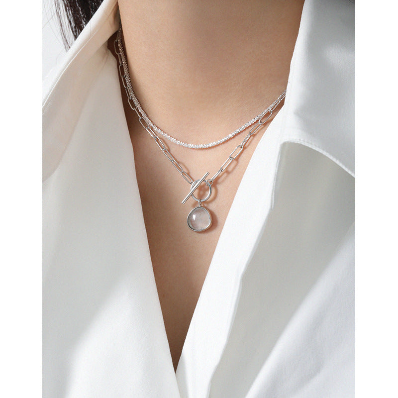Crystal OT Hollow Chain Necklace
