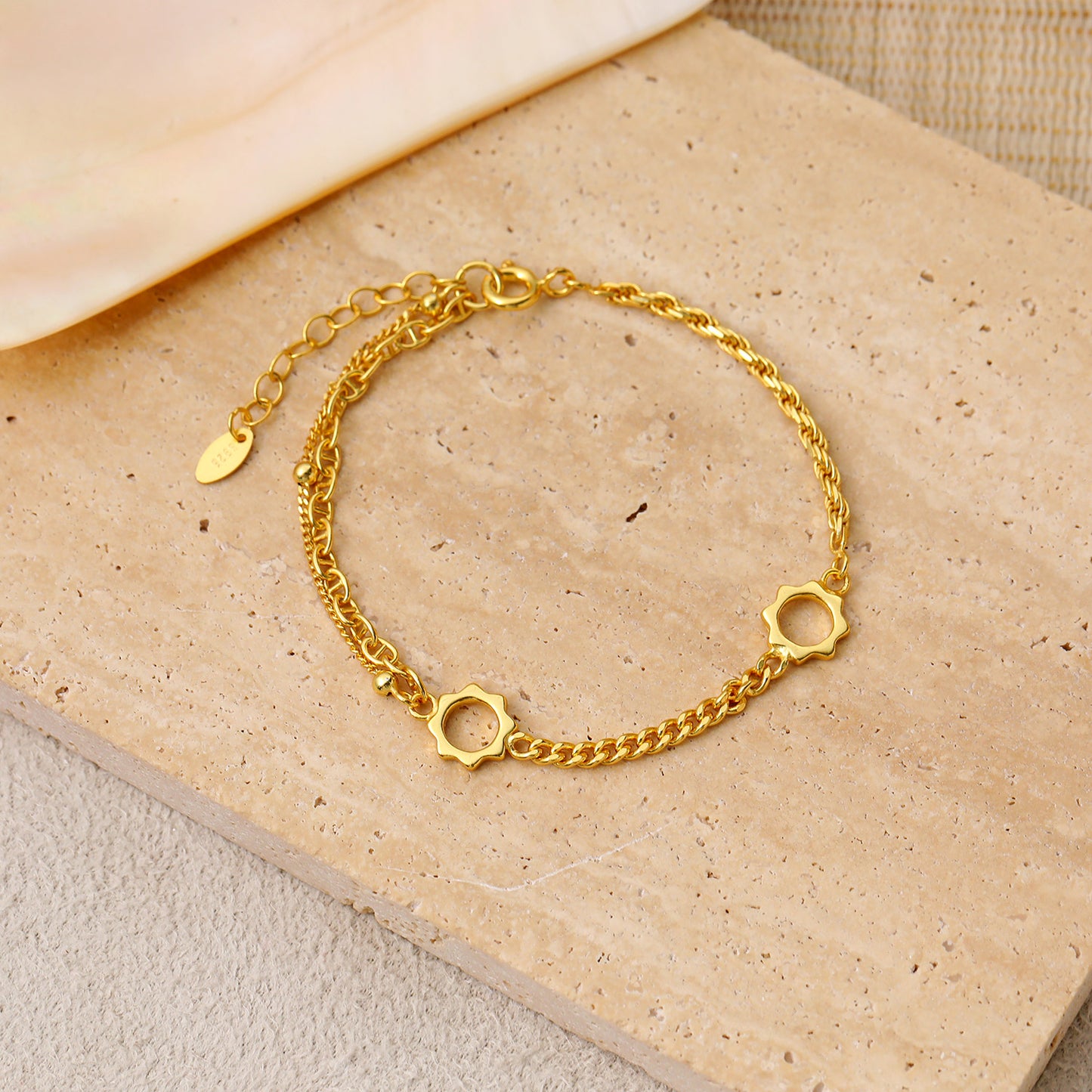 Rope Curb Sunflower Bracelet